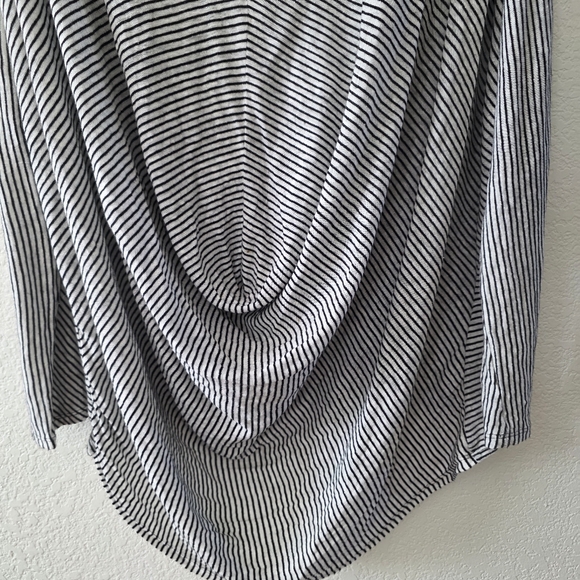 Alice + Olivia AIR Striped Linen Blend V-neck Draped Long Sleeve Top L - Picture 5 of 11